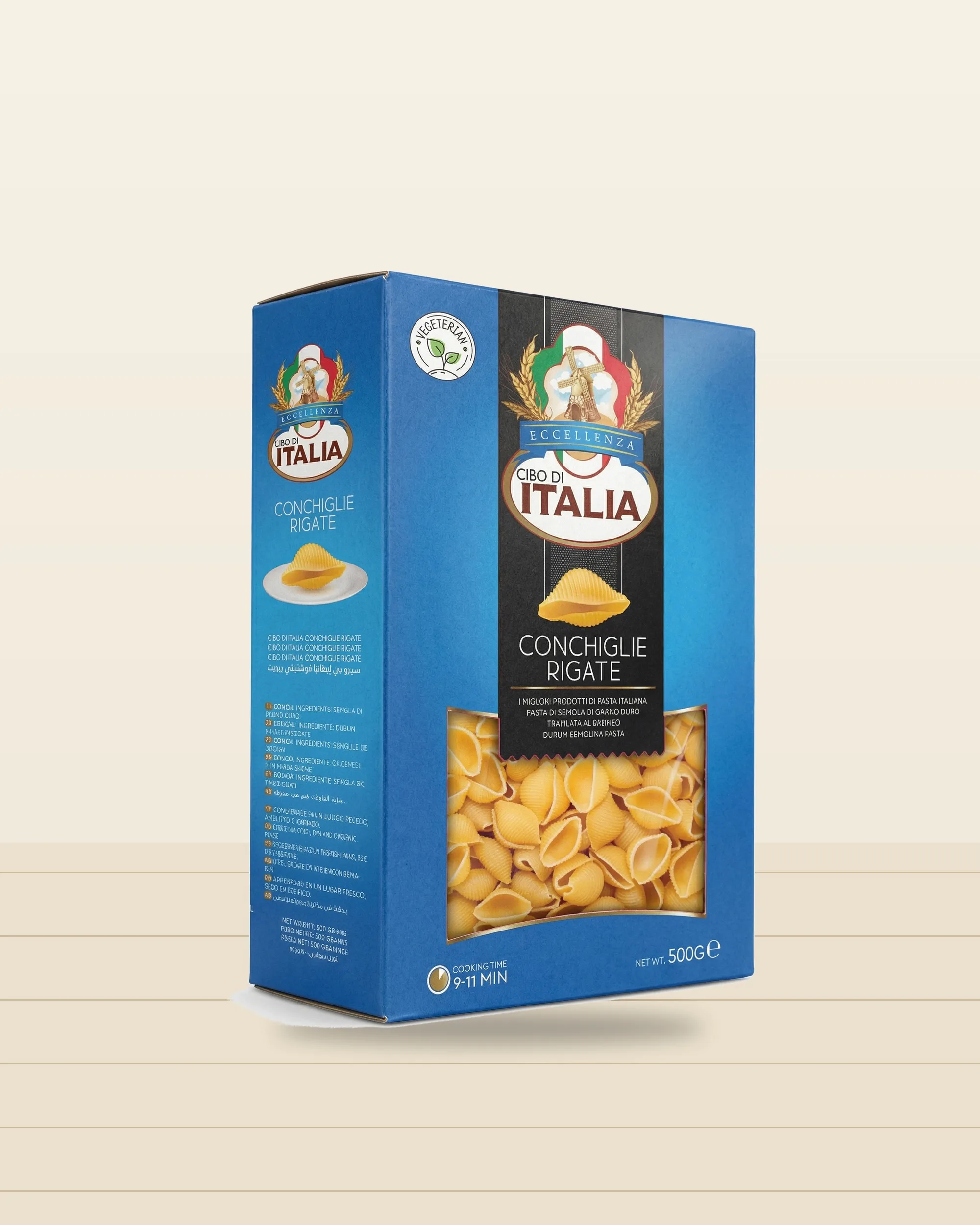 Cibo di Italia Conchiglie Rigate 500g pack (Back)