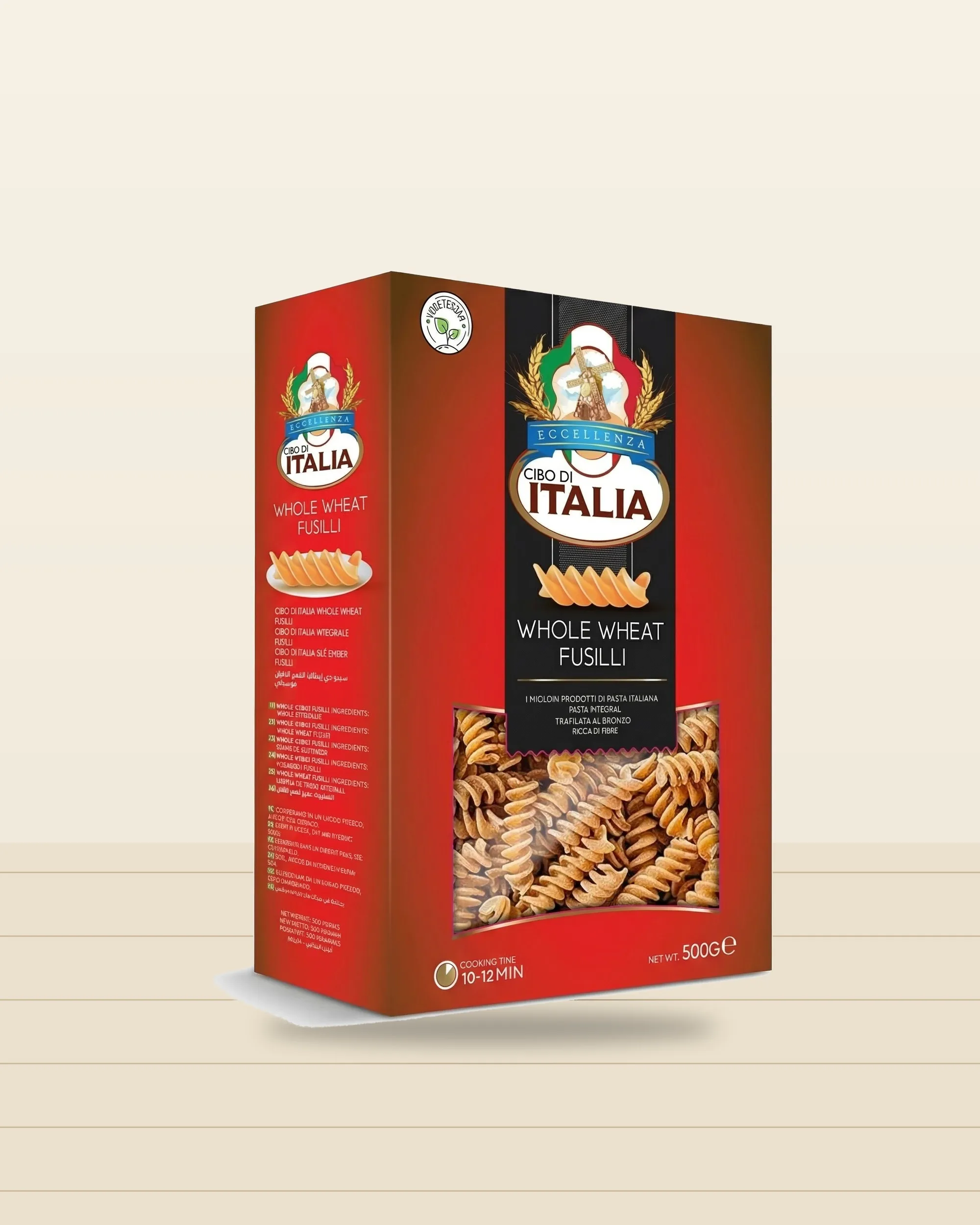 Cibo di Italia Whole Wheat Fusilli 500g pack (Back)