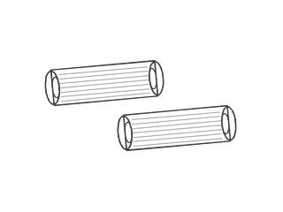 Hand-drawn pair of hollow penne rigate tubes with ridges