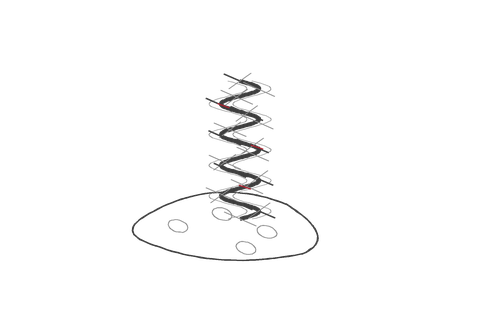 Hand-drawn fusilli sitting on top of a chunky sauce mound