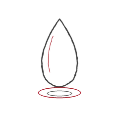 Hand-drawn water droplet with a ripple ring beneath