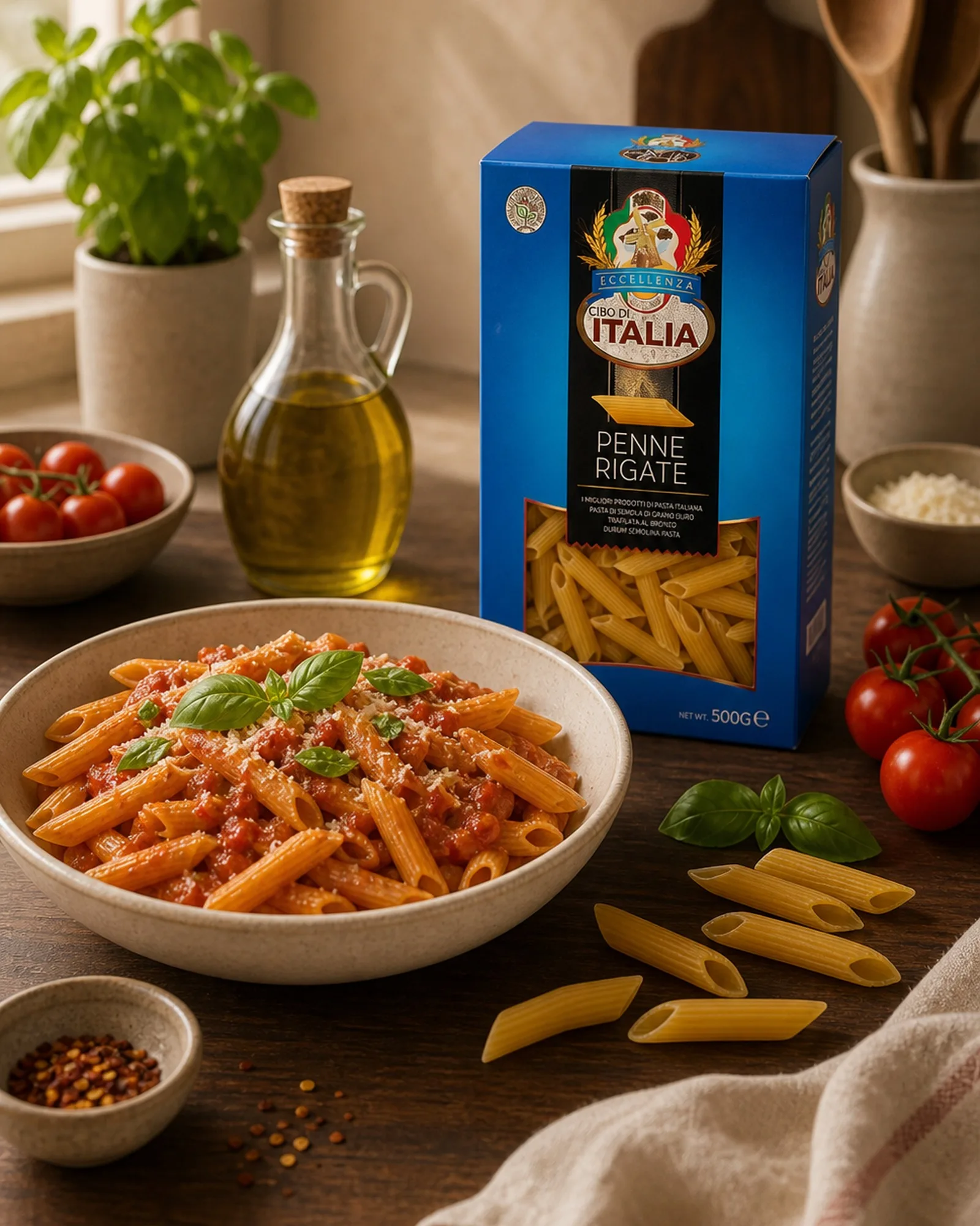 Cibo di Italia pasta pack used in 15-Minute Tomato Penne Rigate