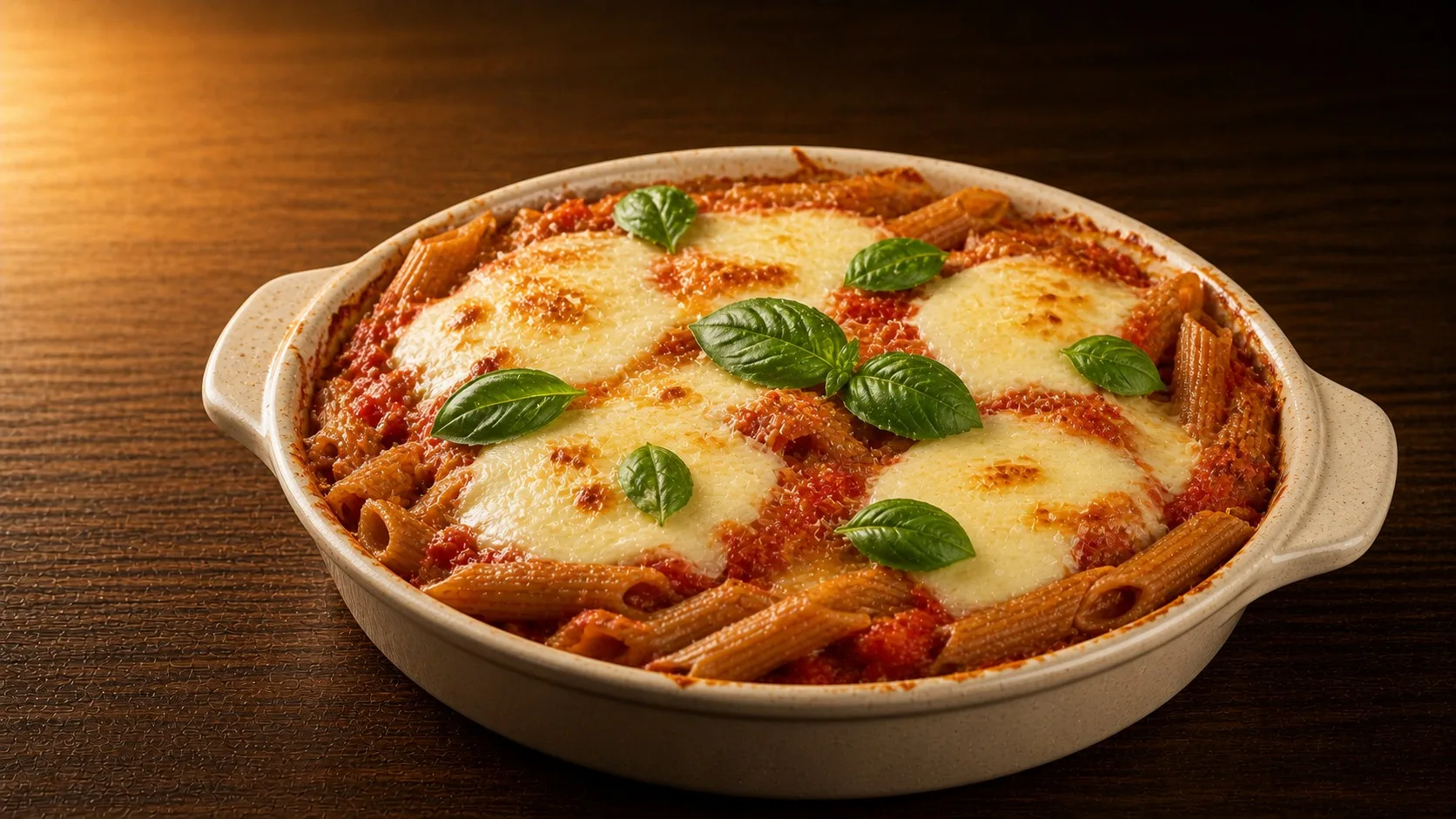 Baked Whole Wheat Pasta with Tomato & Mozzarella — Cibo di Italia pasta recipe