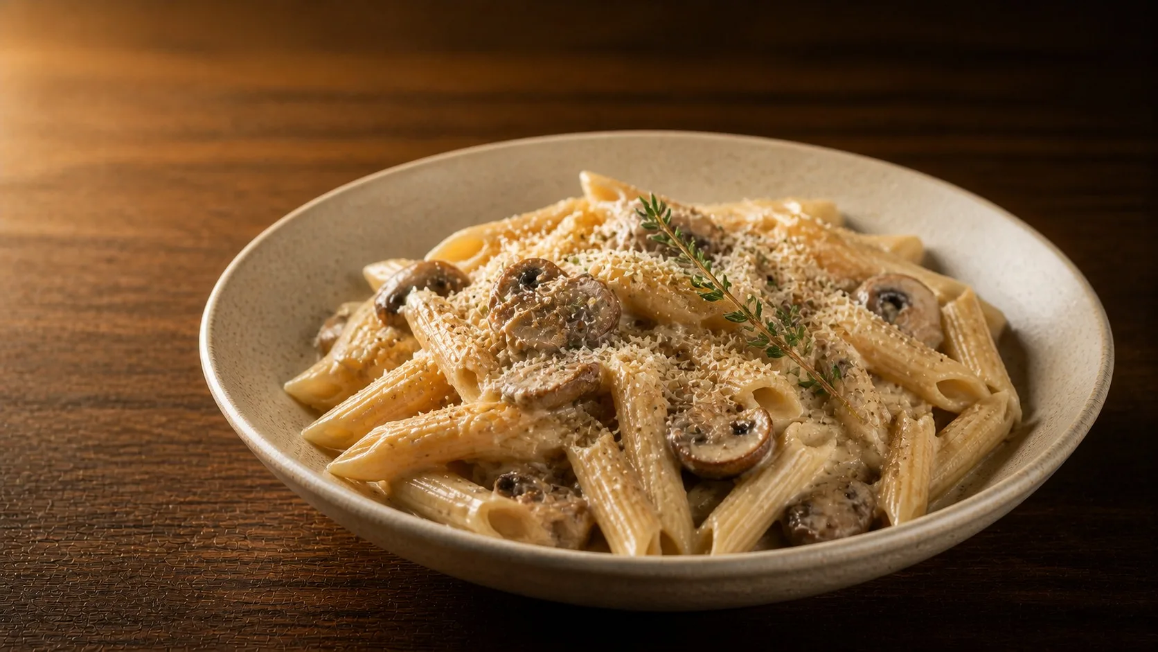 Creamy Mushroom Penne — Cibo di Italia pasta recipe