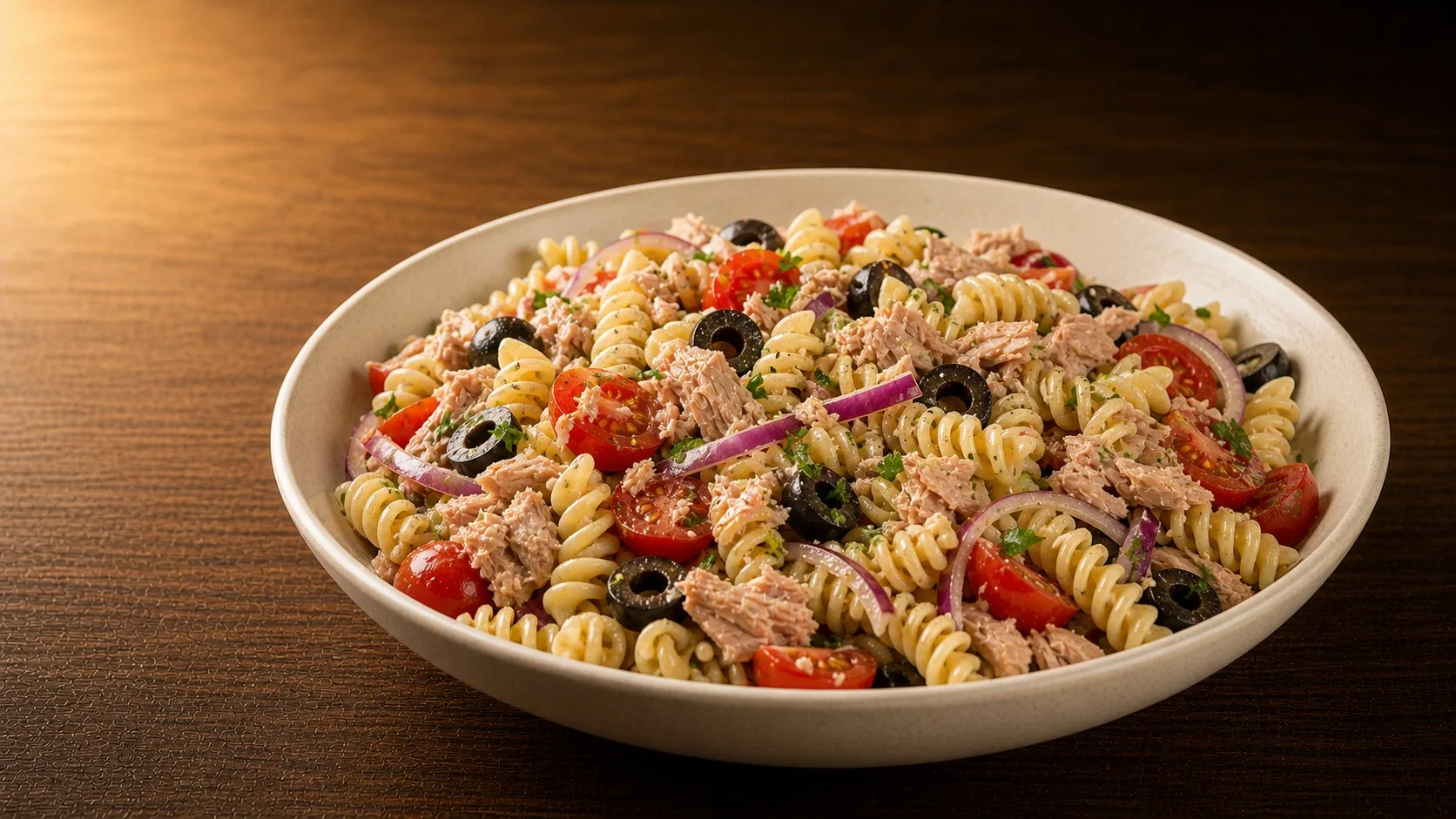 Easy Tuna & Olive Pasta Salad — Cibo di Italia pasta recipe