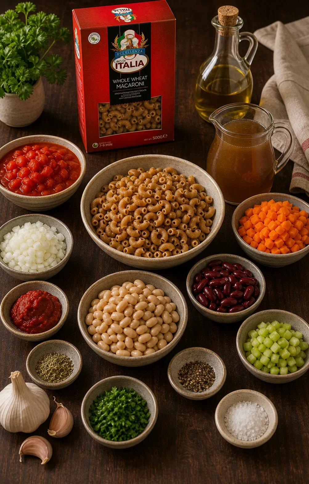 Ingredients for Hearty Bean & Pasta Soup