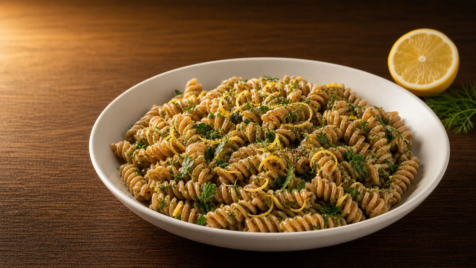 Lemon & Herb Whole Wheat Fusilli — Cibo di Italia pasta recipe