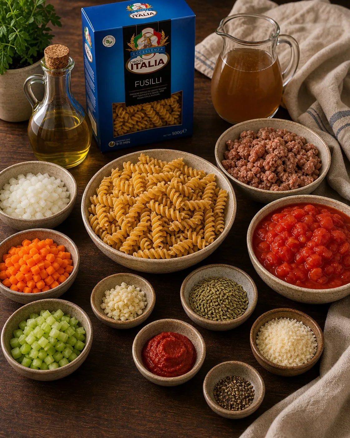 Ingredients for Sausage Ragu Fusilli