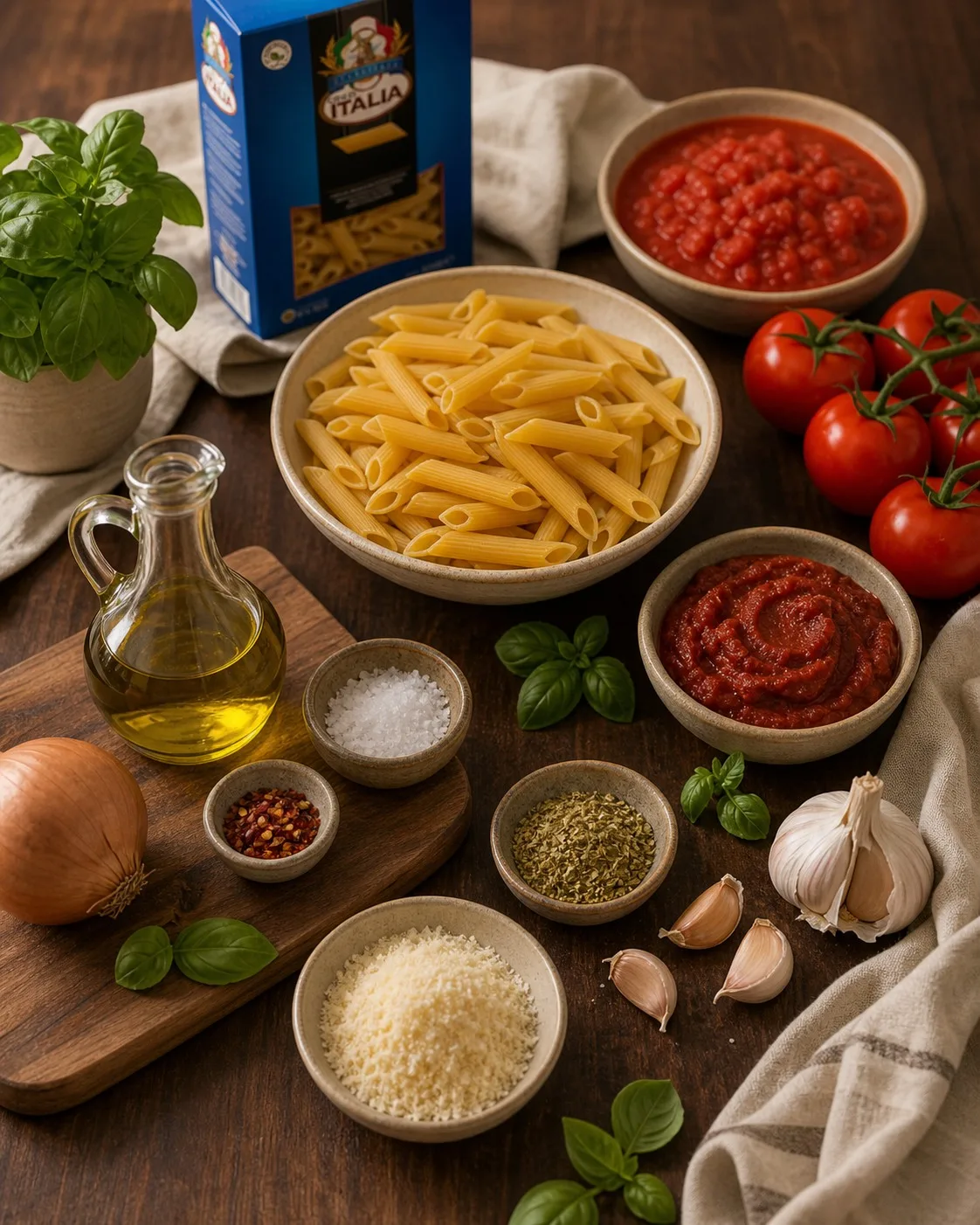 Ingredients for Slow-Simmered Tomato Pasta