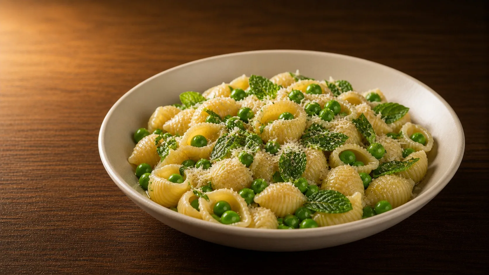 Weeknight Conchiglie with Peas & Mint — Cibo di Italia pasta recipe