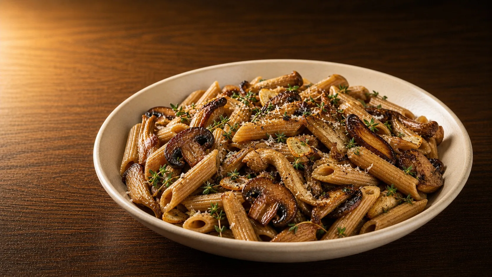 Whole Wheat Penne with Roasted Mushrooms — Cibo di Italia pasta recipe