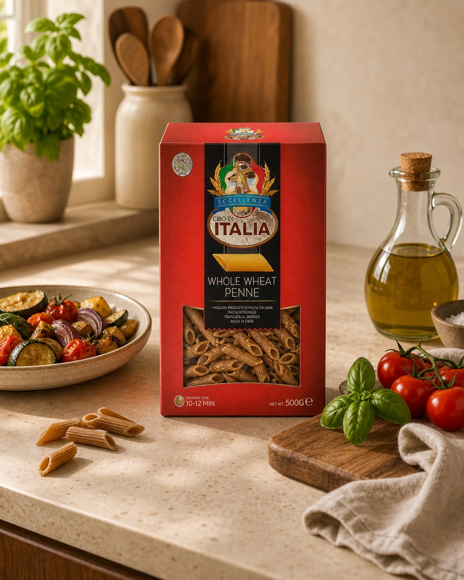 Cibo di Italia pasta pack used in Whole Wheat Penne with Roasted Mushrooms